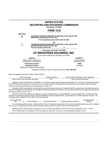 Thumbnail CF Industries
 10-Q Quarterly Report FY2024 