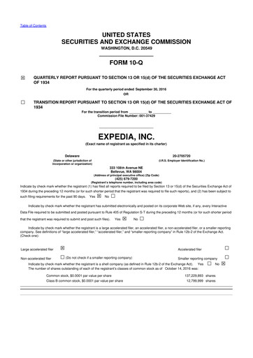 Vorschaubild Expedia Group 10-Q Quartalsbericht 2016 