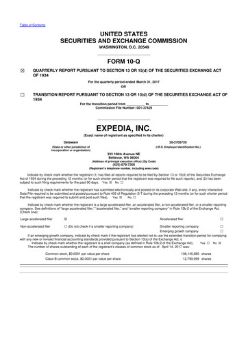 Vorschaubild Expedia Group 10-Q Quartalsbericht 2017 