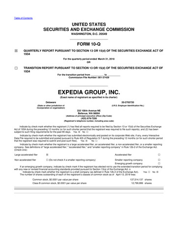 Vorschaubild Expedia Group 10-Q Quartalsbericht 2018 