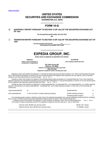 Vorschaubild Expedia Group 10-Q Quartalsbericht 2018 