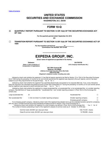 Vorschaubild Expedia Group 10-Q Quartalsbericht 2018 