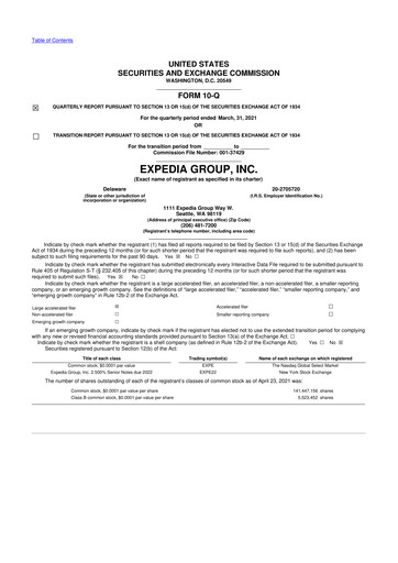 Vorschaubild Expedia Group 10-Q Quartalsbericht 2021 