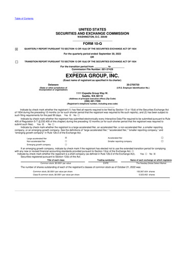 Vorschaubild Expedia Group 10-Q Quartalsbericht 2022 