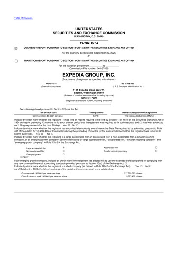 Vorschaubild Expedia Group 10-Q Quartalsbericht 2025 