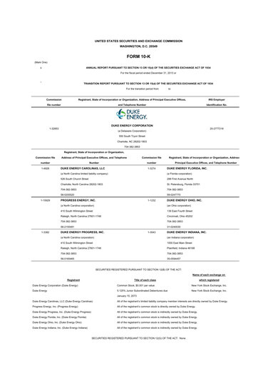 Thumbnail Duke Energy 10-K Annual Report 2013