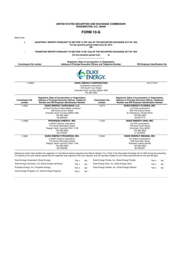 Thumbnail Duke Energy 10-Q Quarterly Report FY2014 