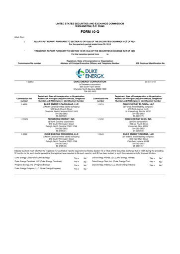 Thumbnail Duke Energy 10-Q Quarterly Report FY2016 