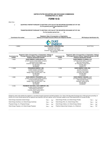 Thumbnail Duke Energy 10-Q Quarterly Report FY2017 