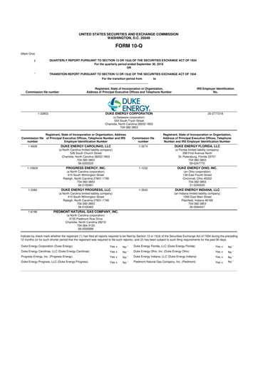 Thumbnail Duke Energy 10-Q Quarterly Report FY2018 
