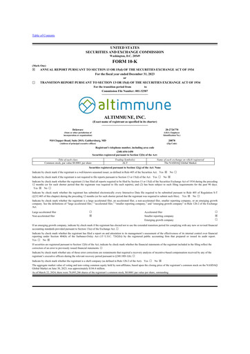 Vorschaubild Altimmune 10-K Jahresbericht 2023