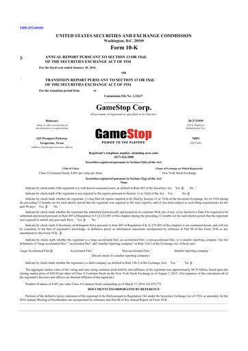 Thumbnail GameStop
 10-K Annual Report 2015