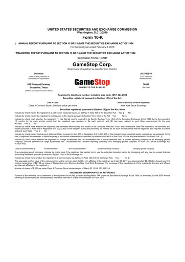 Thumbnail GameStop
 10-K Annual Report 2017