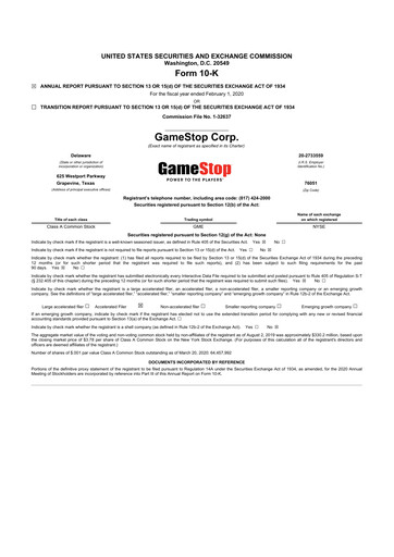 Thumbnail GameStop
 10-K Annual Report 2019