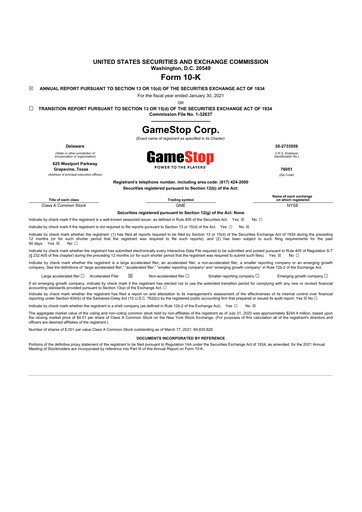 Thumbnail GameStop
 10-K Annual Report 2020