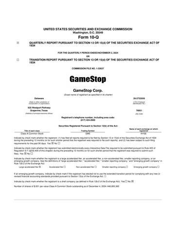 Thumbnail GameStop
 10-Q Quarterly Report FY2024 
