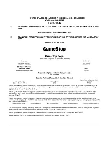 Thumbnail GameStop
 10-Q Quarterly Report FY2025 