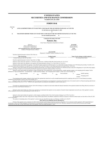 Thumbnail Xencor 10-K Annual Report 2023