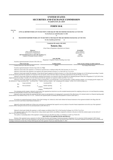 Thumbnail Xencor 10-K Annual Report 2024