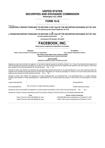 Thumbnail Meta Platforms (Facebook) 10-Q Quarterly Report FY2014 
