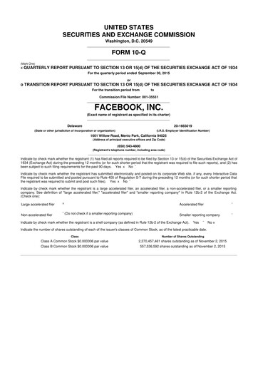 Thumbnail Meta Platforms (Facebook) 10-Q Quarterly Report FY2015 