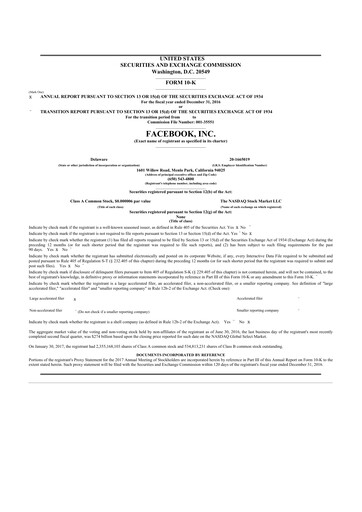 Thumbnail Meta Platforms (Facebook) 10-K Annual Report 2016