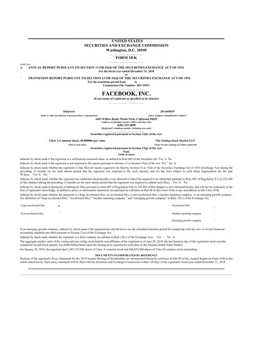 Thumbnail Meta Platforms (Facebook) 10-K Annual Report 2018