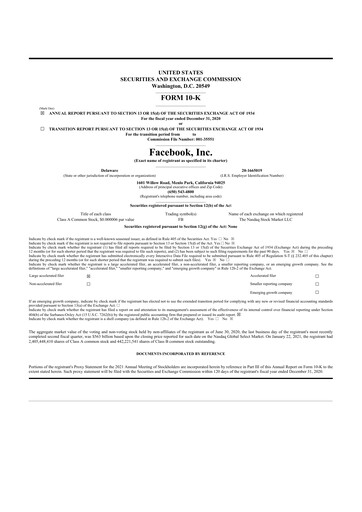 Thumbnail Meta Platforms (Facebook) 10-K Annual Report 2020