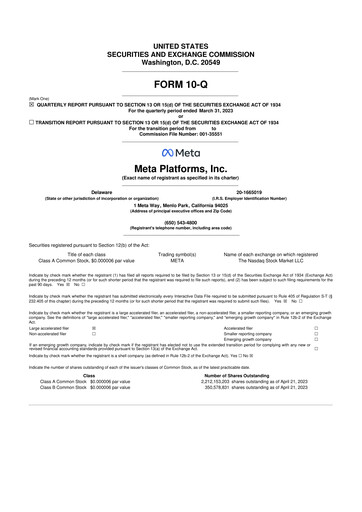 Thumbnail Meta Platforms (Facebook) 10-Q Quarterly Report FY2023 