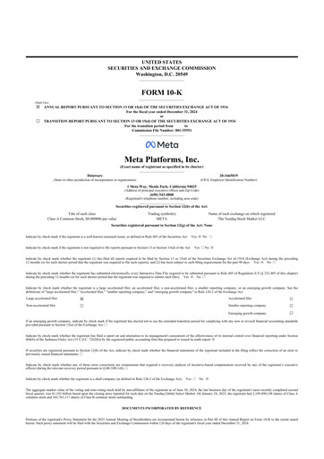 Thumbnail Meta Platforms (Facebook) 10-K Annual Report 2024