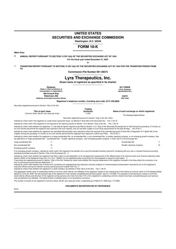 Thumbnail Lyra Therapeutics 10-K Annual Report 2025