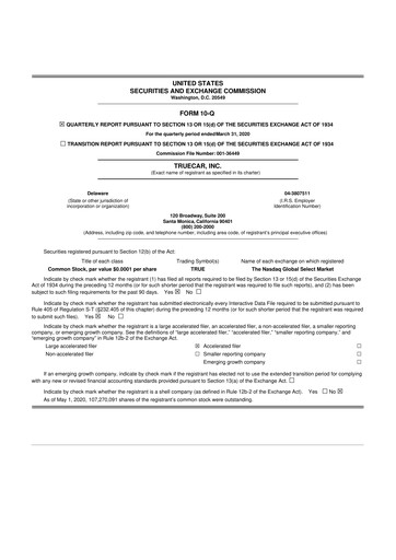 Thumbnail TrueCar 10-Q Quarterly Report FY 