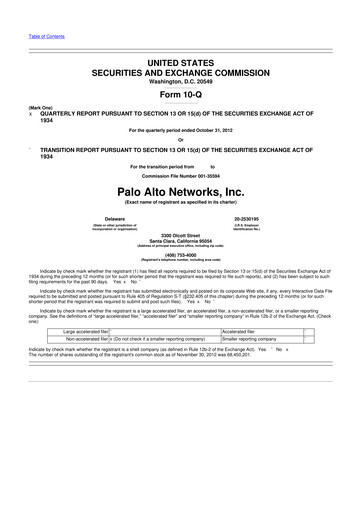 Thumbnail Palo Alto Networks
 10-Q Quarterly Report FY2013 