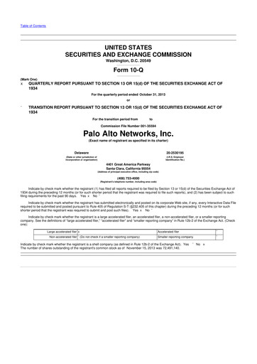 Thumbnail Palo Alto Networks
 10-Q Quarterly Report FY2014 