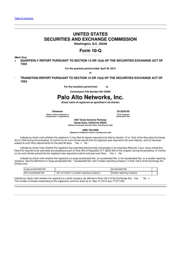 Thumbnail Palo Alto Networks
 10-Q Quarterly Report FY2014 
