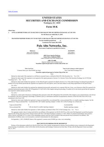 Thumbnail Palo Alto Networks
 10-K Annual Report 2015