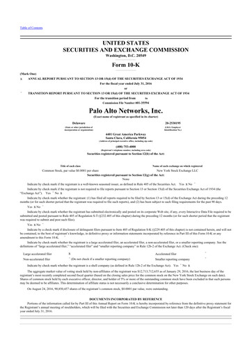 Thumbnail Palo Alto Networks
 10-K Annual Report 2016