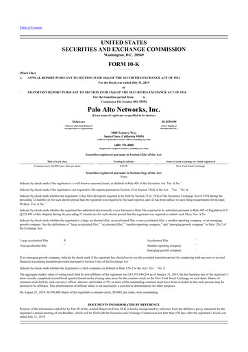 Thumbnail Palo Alto Networks
 10-K Annual Report 2019