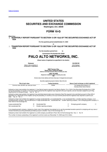 Thumbnail Palo Alto Networks
 10-Q Quarterly Report FY2024 