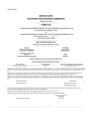 Thumbnail First Western Financial 10-Q Quarterly Report FY2025 