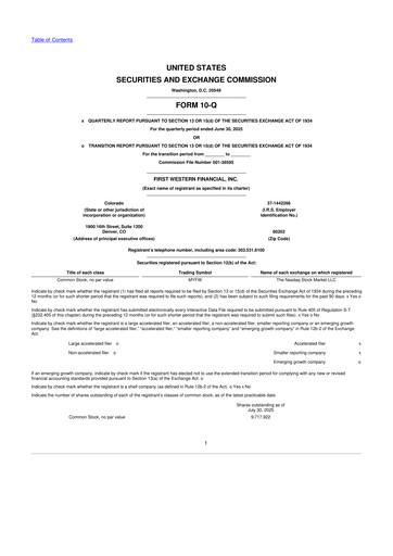 Thumbnail First Western Financial 10-Q Quarterly Report FY2025 