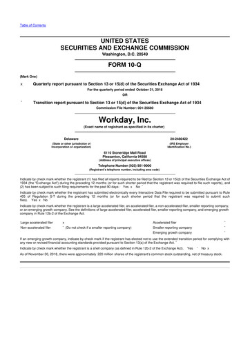 Thumbnail Workday 10-Q Quarterly Report FY2019 