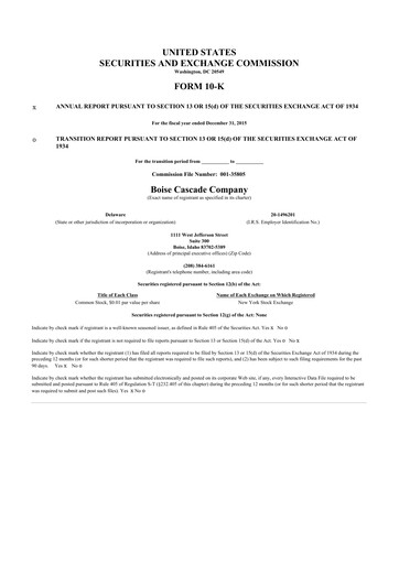 Thumbnail Boise Cascade
 10-K Annual Report 2015