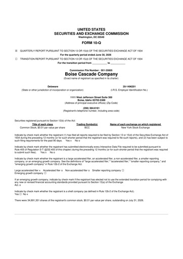 Thumbnail Boise Cascade
 10-Q Quarterly Report FY2026 
