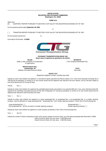 Thumbnail Covenant Logistics
 10-Q Quarterly Report FY 