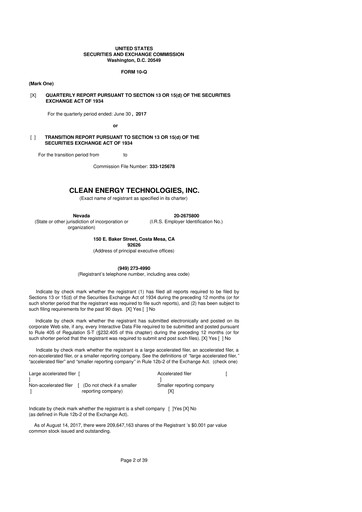 Thumbnail Clean Energy Technologies 10-Q Quarterly Report FY2017 