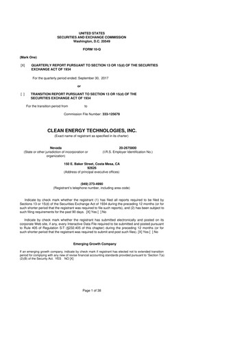 Thumbnail Clean Energy Technologies 10-Q Quarterly Report FY2017 
