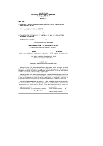 Thumbnail Clean Energy Technologies 10-Q Quarterly Report FY2018 