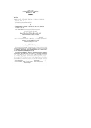 Thumbnail Clean Energy Technologies 10-Q Quarterly Report FY2018 