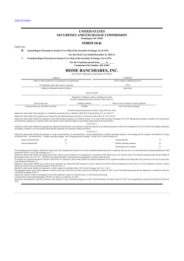 Thumbnail Home BancShares
 10-K Annual Report 2022